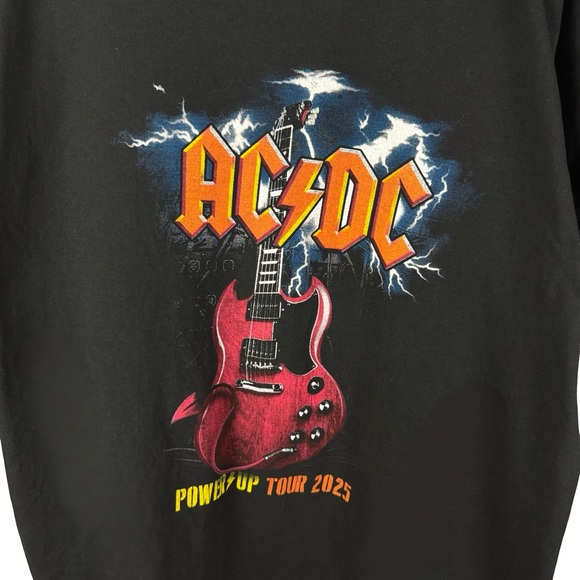 Mens 2025 AC/DC Power Up Tour Rock Band Music Graphic Black Shirt Size 2XL - Picture 3 of 7